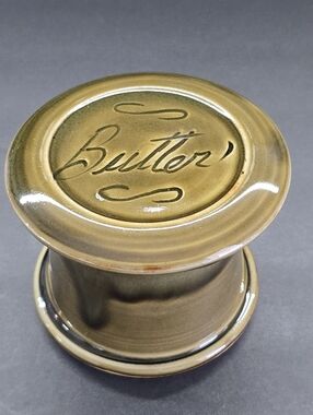 Retro Green Classic Lines Pottery CLP French Butter Dish